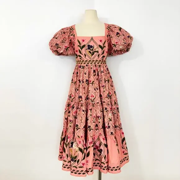 alga pacifico embroidered midi dress Agua by Agua Bendita | The Alga Pacifico embroidered midi dress is a  wonderful day-to-night piece crafted in airy cotton poplin. It features  gorgeous hand